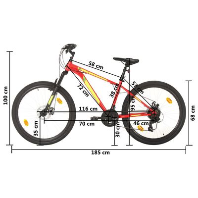 mountainbike gear tommer hjul 38 cm rød | vidaXL.dk