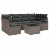 vidaXL Havesofa S&aelig;t med pude 7 pcs Gr&aring; Polyrattan og st&aring;l og glas
