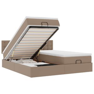 vidaXL osmannisk sengeramme med madras 160x200cm kunstl&aelig;der cappuccino