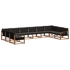 vidaXL Udend&oslash;rs sofagruppe med pude 10 pcs Naturlig og sort