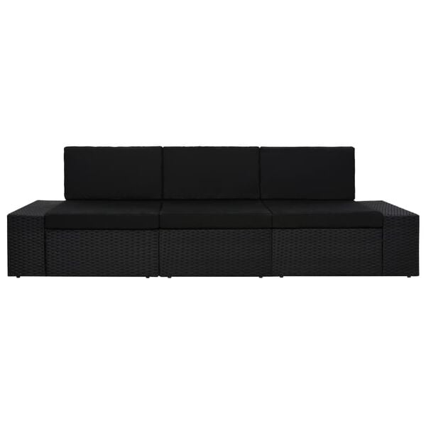 vidaXL 3-personers sofa modul&aelig;r polyrattan sort