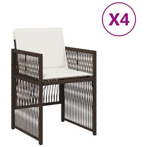 vidaXL havestole 4 stk. med hynder polyrattan brun