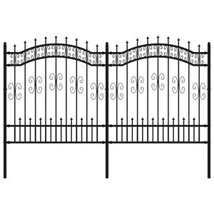 vidaXL havehegn med spydtop sort 240x125 cm pulverlakeret st&aring;l