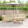 vidaXL Sofa S&aelig;t med pude Ensfarvet 4 pcs Beige Massivt Akacietr&aelig;
