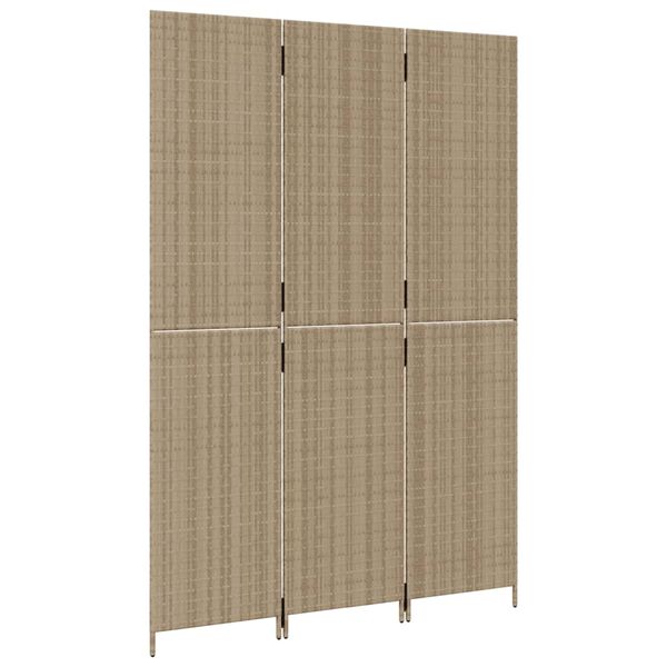 vidaXL rumdeler 3 paneler polyrattan beige