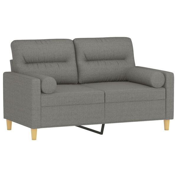 vidaXL 2-personers sofa med puder og hynder 120 cm stof m&oslash;rkegr&aring;