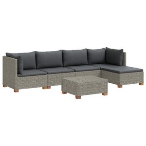 vidaXL 6 stk. Rattan Lounges&aelig;t med Puder GENDT Naturlig rattan