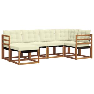 vidaXL Udend&oslash;rs sofagruppe med pude 6 pcs Naturlig og Fl&oslash;de