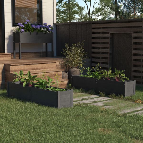 vidaXL plantekasser 2 stk. 150x31x31 cm massivt fyrretræ grå