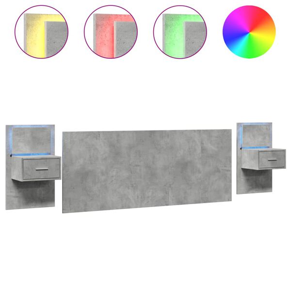 vidaXL sengegavl med skabe 200 cm konstrueret tr&aelig; betongr&aring;