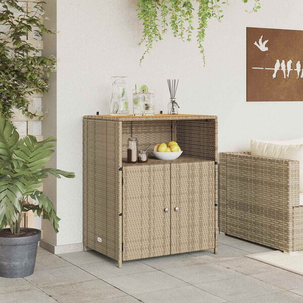 vidaXL Kabinet med d&oslash;r Beige 70 x 50 x 87 cm Polyester og Roly Rattan