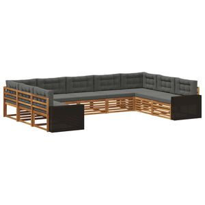 vidaXL Udend&oslash;rs sofagruppe med pude 9 pcs Naturlig og Antracit