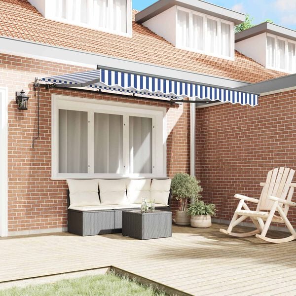 vidaXL Utr&aelig;kkelig Markise Bl&aring; 250 x 200 cm Stof