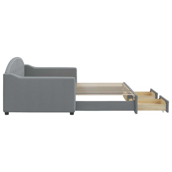 vidaXL daybed med udtr&aelig;k og skuffer 90x190 cm stof lysegr&aring;