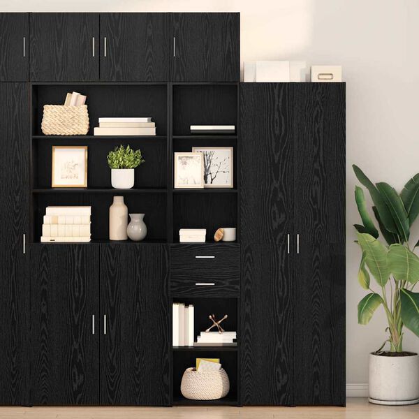 vidaXL Highboard med skuffe Sort eg 40 x 42,5 x 185 cm Konstrueret tr&aelig;