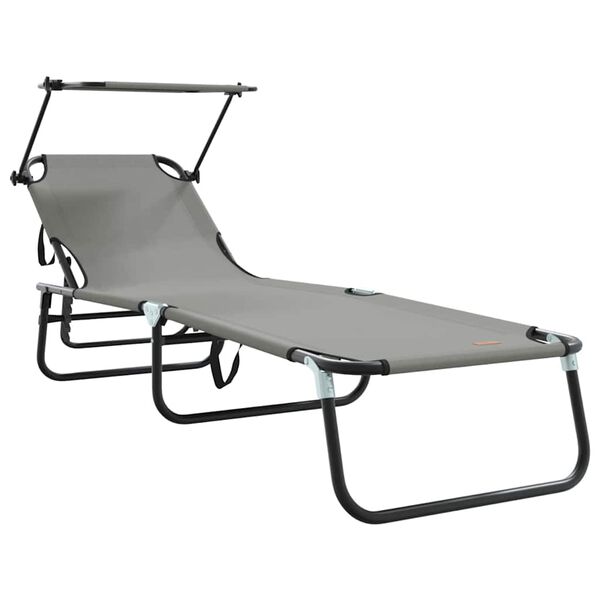 vidaXL Foldestol med pude 1-person Grå 56 x 190 x 81cm Stof