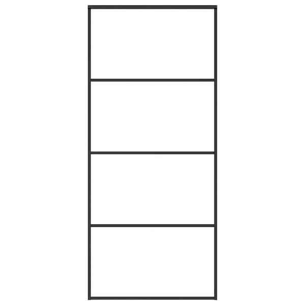 vidaXL skydedør 90x205 cm hærdet matteret glas og aluminium sort