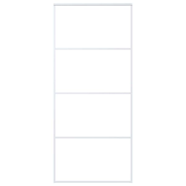 vidaXL skydedør 90x205 cm hærdet glas og aluminium hvid