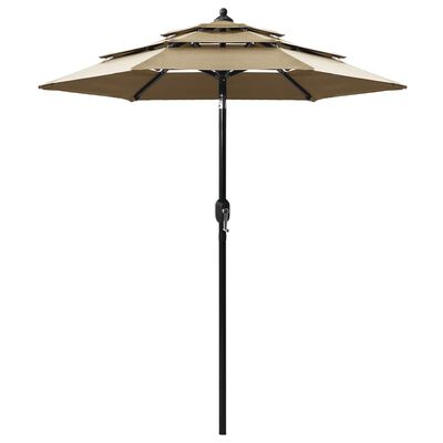 vidaXL parasol med aluminiumsstang i 3 niveauer 2 m gråbrun