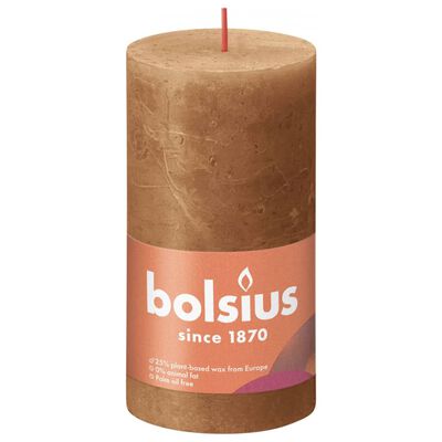 Bolsius rustikke søjlestearinlys Shine 4 stk. 130x68 mm brun