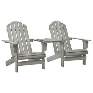 vidaXL Adirondack-havestole med bord massivt grantr&aelig; gr&aring;