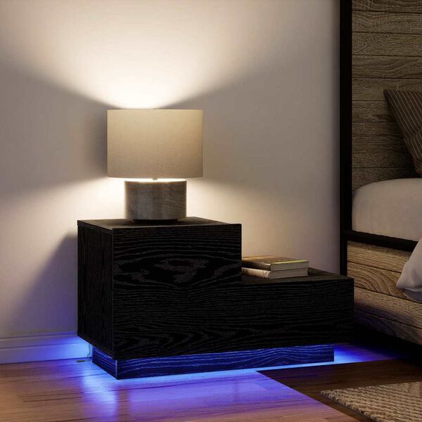 vidaXL Natskab med skuffe Sort eg 70 x 36 x 40,5 cm Konstrueret tr&aelig;