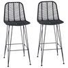 vidaXL Barstol 2 pcs Sort 44,5 x 53 x 111 cm Rattan og Jern