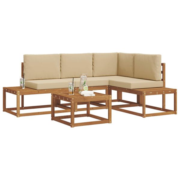 vidaXL Udend&oslash;rs sofagruppe med pude 5 Stk Naturlig og Beige