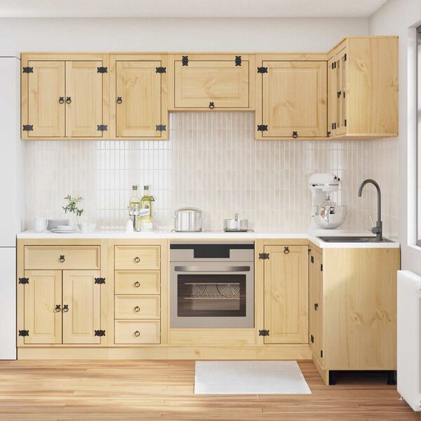 vidaXL Kabinet med skuffe SKI 10 pcs HonningBrun Massiv fyrretr&aelig;