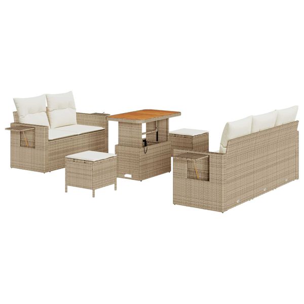 vidaXL Havesofa S&aelig;t med pude 8 pcs Beige polyrattan
