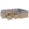 vidaXL Havesofa S&aelig;t 13 stk. 9-Antal s&aelig;der Beige Poly Rattan