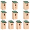 vidaXL fuglehuse 10 stk. 12x12x22 cm massivt fyrretr&aelig;