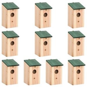 vidaXL fuglehuse 10 stk. 12x12x22 cm massivt fyrretr&aelig;