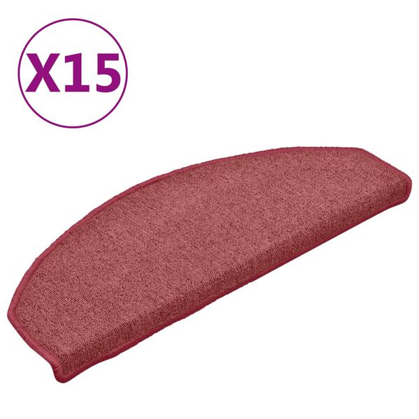 vidaXL trappemåtter 15 stk. 65 x 24 x 4 cm bordeaux halvrund store