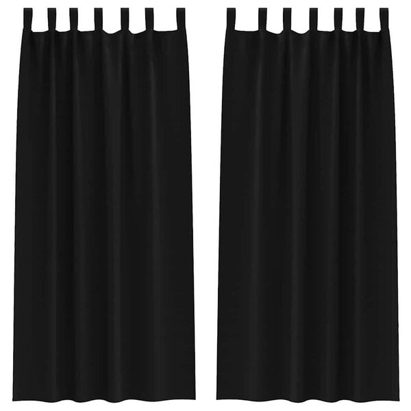 vidaXL M&oslash;rkl&aelig;gningsgardiner med ringe 2 pcs Sort 245 x 140 cm