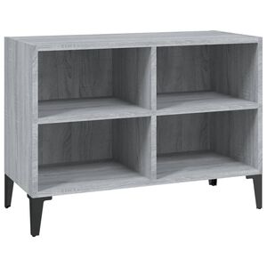 vidaXL tv-bord med metalben 69,5x30x50 cm gr&aring; sonoma-eg