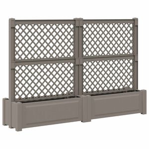 vidaXL Stor krukke med trellis 2 pcs Gr&aring; 200 x 43 x 133,5 cm PP