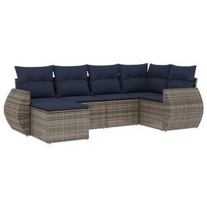 vidaXL havesofas&aelig;t med 6 dele og hynder gr&aring; polyrattan