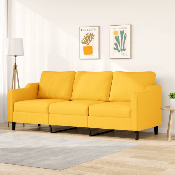 vidaXL 3-personers sofa 210 cm stof lysegul
