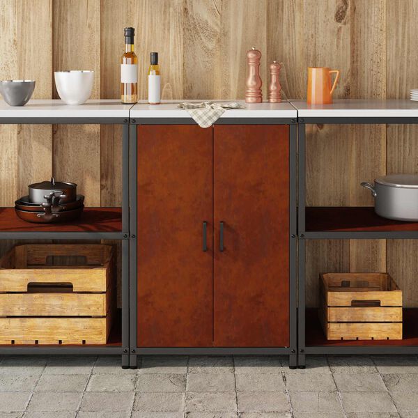 vidaXL K&oslash;kkenopbevaring med hylde med d&oslash;r Rusten 60 x 50 x 92 cm St&aring;l