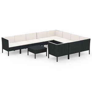 vidaXL lounges&aelig;t til haven 11 dele med hynder polyrattan sort