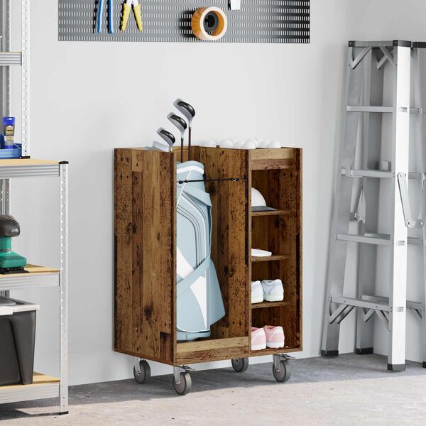 vidaXL Golf Skab med hjul Ensfarvet Gammelt tr&aelig; 65 x 45 x 98 cm