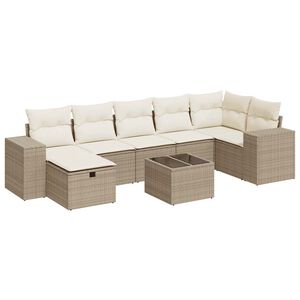 vidaXL sofas&aelig;t til haven 7 dele med hynder polyrattan beige