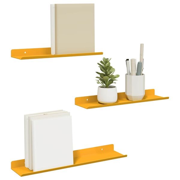 vidaXL Sv&aelig;vende hylde 3 pcs Sennepsgul 40 x 9 x 2,5 cm St&aring;l