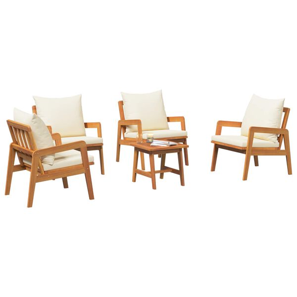 vidaXL Bistros&aelig;t 5 pcs Brun 59.5 x 65 x 72 cm Massivt Akacietr&aelig;