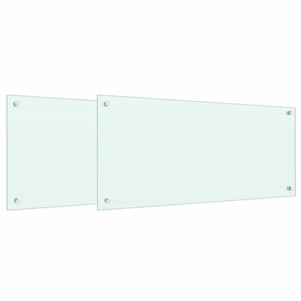 vidaXL Køkken bagvæg 2 pcs Hvid 90 x 40 cm hærdet glas