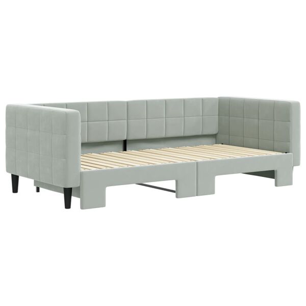 vidaXL daybed med udtræk 90x190 cm velour lysegrå