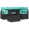 vidaXL Havesofa S&aelig;t 5 stk. 4-Antal s&aelig;der Sort og Bl&aring; polyrattan