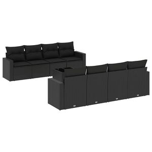 vidaXL sofas&aelig;t til haven 9 dele med hynder polyrattan sort