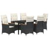 vidaXL Have Spisebordss&aelig;t med pude 7 pcs Sort polyrattan